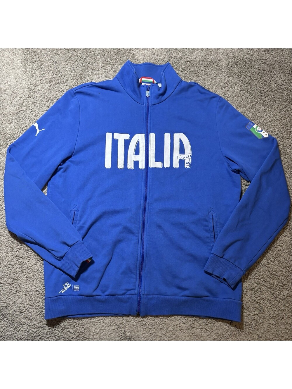 Puma Italia FIGC Soccer Track Jacket Mens XL Royal Blue Full Zip Italy Training